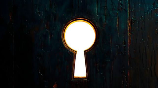 A key hole in dark and golden.