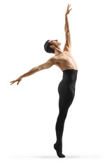 Obraz premium Male ballet dancer in black tights and naked torso dancing