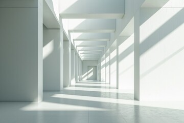 Obraz premium Geometric Exhibition Space with Mock-Up Walls. Modern Loft Interior Concept. 3D Rendering