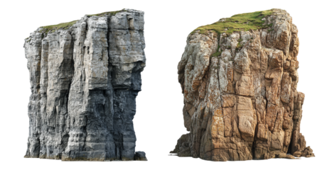 Pack Coastal Cliffs Against a transparent Background for Landscape Art, Nature Illustrations, or Geographic Concepts set