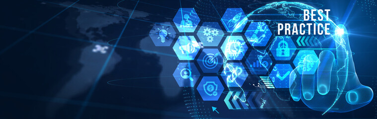 Business, Technology, Internet and network concept. BEST PRACTICE successful business concept. 3d illustration