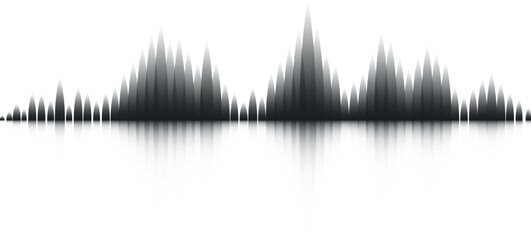 Black sound waves are reflecting on a white background, creating a visualization of audio frequencies, ideal for music and technology projects
