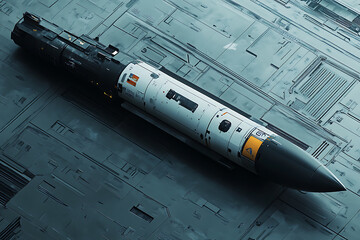 A rocket depicted in a flat art style, showcasing a sleek and minimalist design


