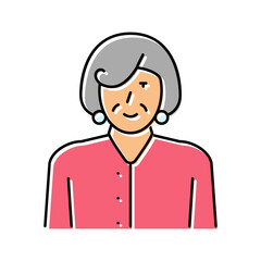 pensioner old woman color icon vector. pensioner old woman sign. isolated symbol illustration