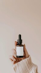 Naklejka premium Banner with cosmetic containers with skin care products such as serums, creams and lotions, background decorated with eucalyptus twigs and flowers. Skin care concept. Space for text