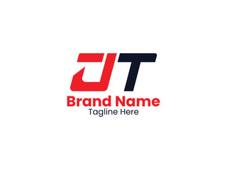 JT logo design monogram. JT vector logo template with red and black color. The JT logo is simple, elegant, and luxurious. JT Pro Vector 