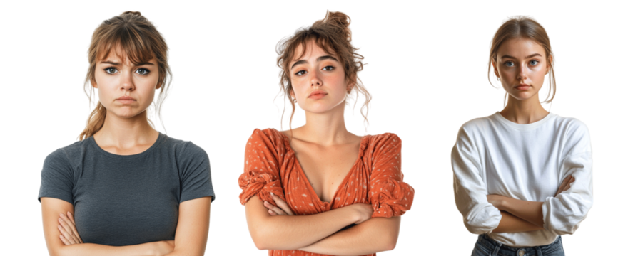 Pack Woman Feeling Ashamed against transparent background for Professional Context set