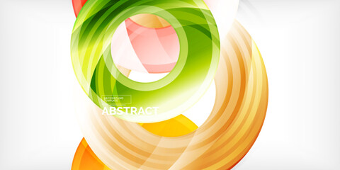 Bright colorful circles with light effects. Abstract background