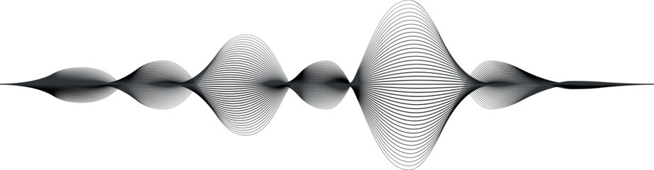 Black sound waves are visualizing radio signal frequency and digital voice, creating an abstract representation of music and tune equalizer