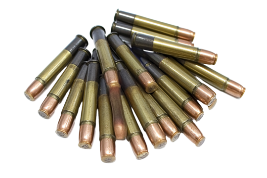 a group of bullets on a white background