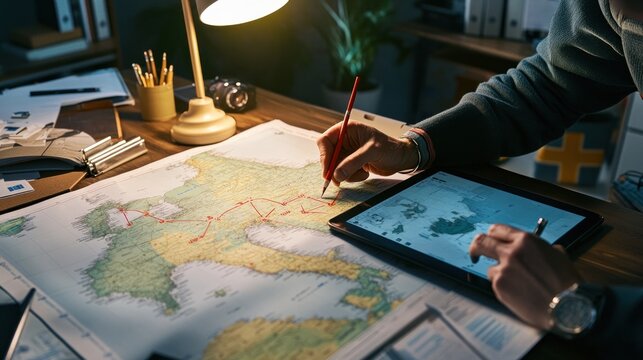 Detailed map study with electronic and paper tools 6