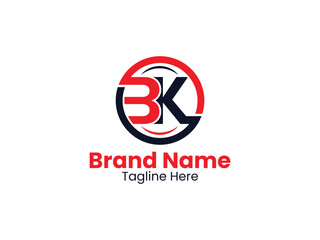Fototapeta premium Creative Circle BK logo. BK design. Black and red KB letter. KB letter logo design. Initial letter BK monogram logo. 