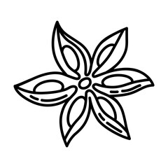 Illustration of star anise. Stylized food object for cooking recipe and menu.