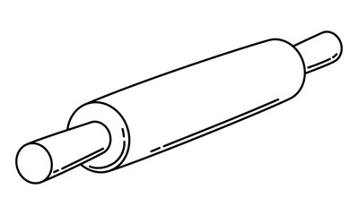 Illustration of rolling pin. Stylized bakery object for cooking recipe and menu.