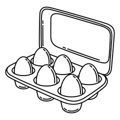 Illustration of eggs tray. Stylized food object for cooking recipe and menu.