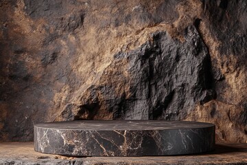 Elegant Dark Stone Podium for Product Display in Minimalist Setting