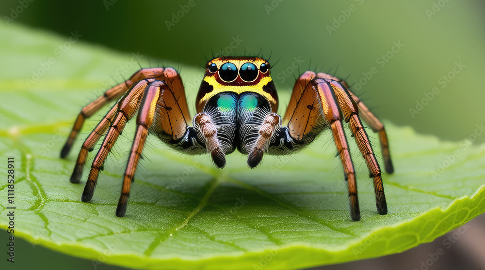 Wall mural spider on a web with intricate threads and a detailed design.