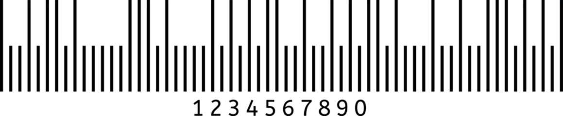 Black and white barcode with numbers underneath representing retail product identification, inventory management, tracking systems, and supermarket scanning processes