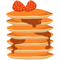 National Pancake Day. National Pancake Day vector. Pancakes with syrup and raspberries vector. Pile of pancakes on a plate icon. 