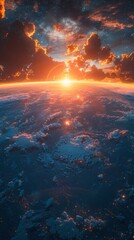 Fototapeta premium blue sunrise, view of earth from space