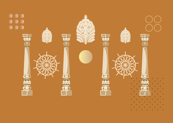 Traditional Wooden Coloumn Element for Leaf Motif - Stock Illustration © Design Praxis