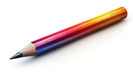 vibrant colored pencil with gradient of colors from red to yellow, showcasing its sharp tip and wooden texture, perfect for artistic creations