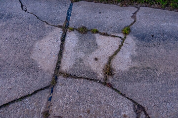 Strassenschäden auf einer alten Teerstrasse