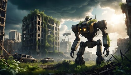 The brave firefighter, helmet gleaming in the night sky, battled the raging fire to ensure the safety of the people, a big robot fighter 