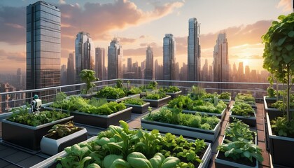 A breathtaking panoramic view of Shanghai's urban skyline with towering skyscrapers, gleaming office buildings, and intricate architecture