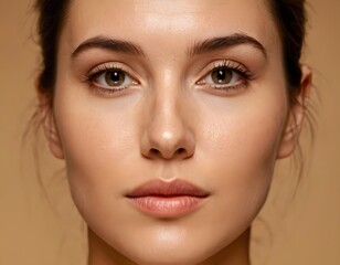 Fototapeta premium close up portrait of a skin care model gorgeous woman beautiful eyes and face glowing skin