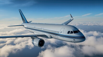 Obraz premium Airplane soaring above a blanket of clouds in the sky