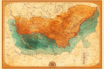 Detailed representation of Middle Eastern geography showcasing desert and mountain features with sandy hues and clear skies