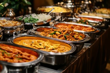 Exquisite Indian Wedding Banquet Buffet with Traditional and Gourmet Dishes
