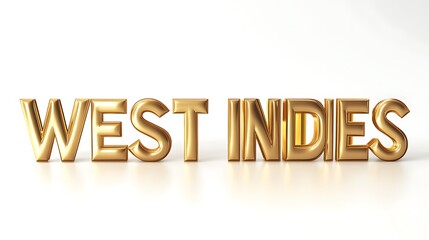 3d golden text West Indies isolated on white background.