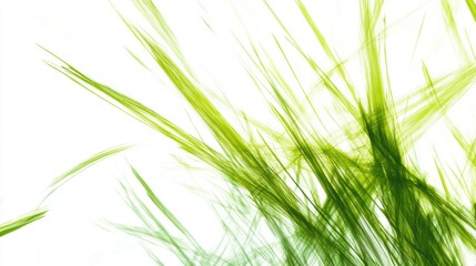 Bright green strokes mimic the appearance of grass blades, creating an abstract view of a vibrant outdoor setting. The display suggests movement and life within nature's greenery