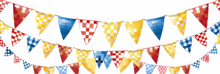 Obraz premium Colorful Oktoberfest banners and streamers in blue, orange, and white, creating a festive and celebratory atmosphere.