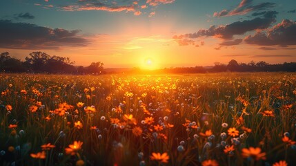 An expansive and verdant rice field as seen from above..