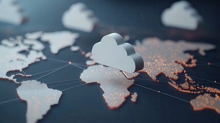 Cloud computing enables network deployment. Cloud computing over a world map
