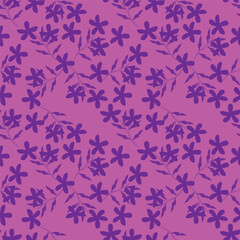 Vector seamless pattern. Pretty pattern in small flowers. Small pink, white and yellow flowers. Dark blue background. Ditsy floral background. Trendy template for fashion prints. Stock vector.