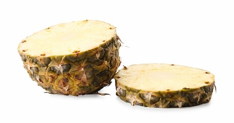Pieces of juicy pineapple isolated on white