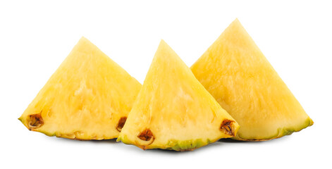 Pieces of juicy pineapple isolated on white