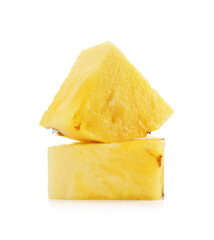 Pieces of juicy pineapple isolated on white