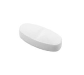 One antibiotic pill on light grey background. Medical remedy