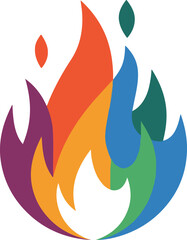 Bright and Dynamic Colorful Fire Flames Vector Art.