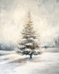 Fototapeta premium Vintage landscape tree art painting, wall art, design, realistic, textured painting