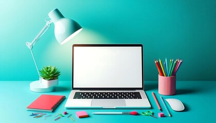 Blank White Laptop on Minimalist Background, Ideal for Product Display and Technology Mockups
