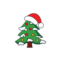 Christmas tree with santa claus hat