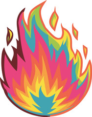 Bright and Dynamic Colorful Fire Flames Vector Art.
