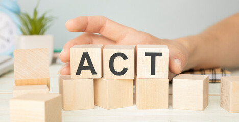 ACA, Affordable Care Act inscription on wooden cubes