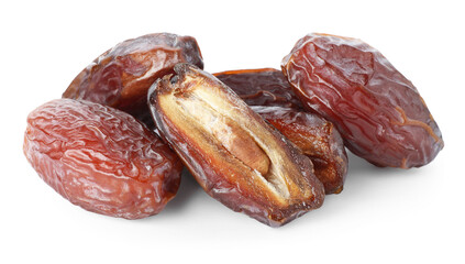 Many tasty dried dates isolated on white